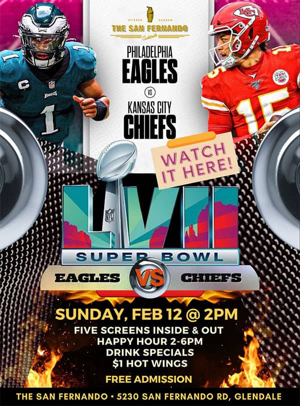 Super Bowl LVII Chiefs vs Eagles, My Place Sports Bar & Grill, Seal Beach,  12 February